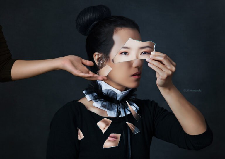 Conceptual Self Portrait Photography with a broken mirror – “Reveal”